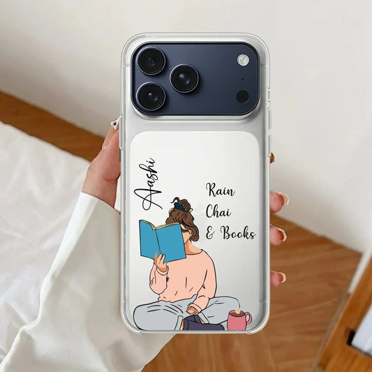 Rain, Chai & Books Customise Clear Case