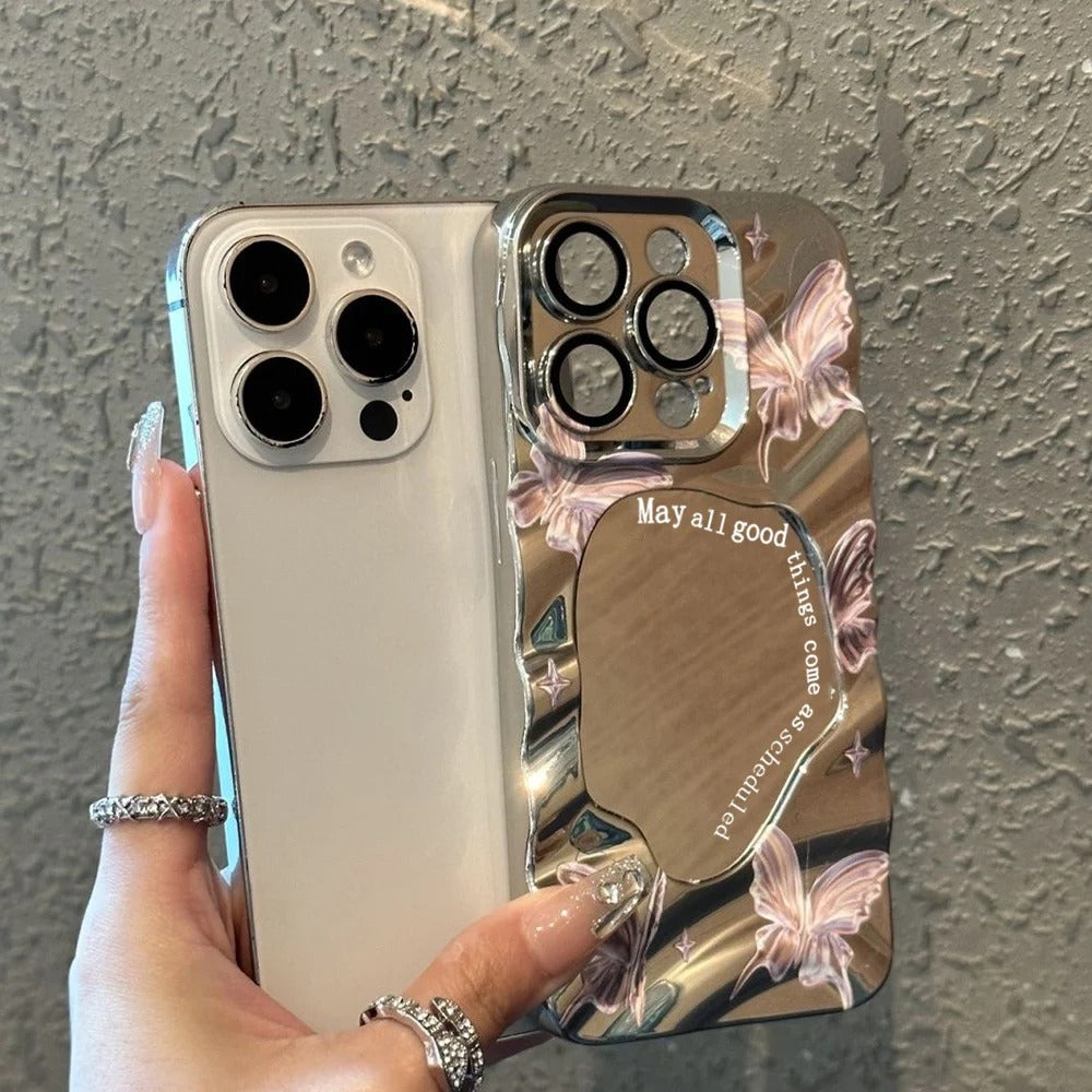 Butterfly Mirror Aesthetic Case 🤍