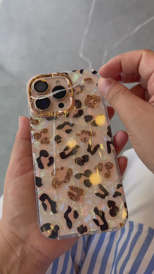 Gradient Leapord Gold & Pink Love Iridescent Case