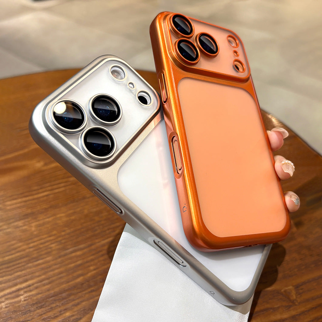 Luxury Frosted Translucent PC Case for Iphone 17 series (Cosmic Orange)