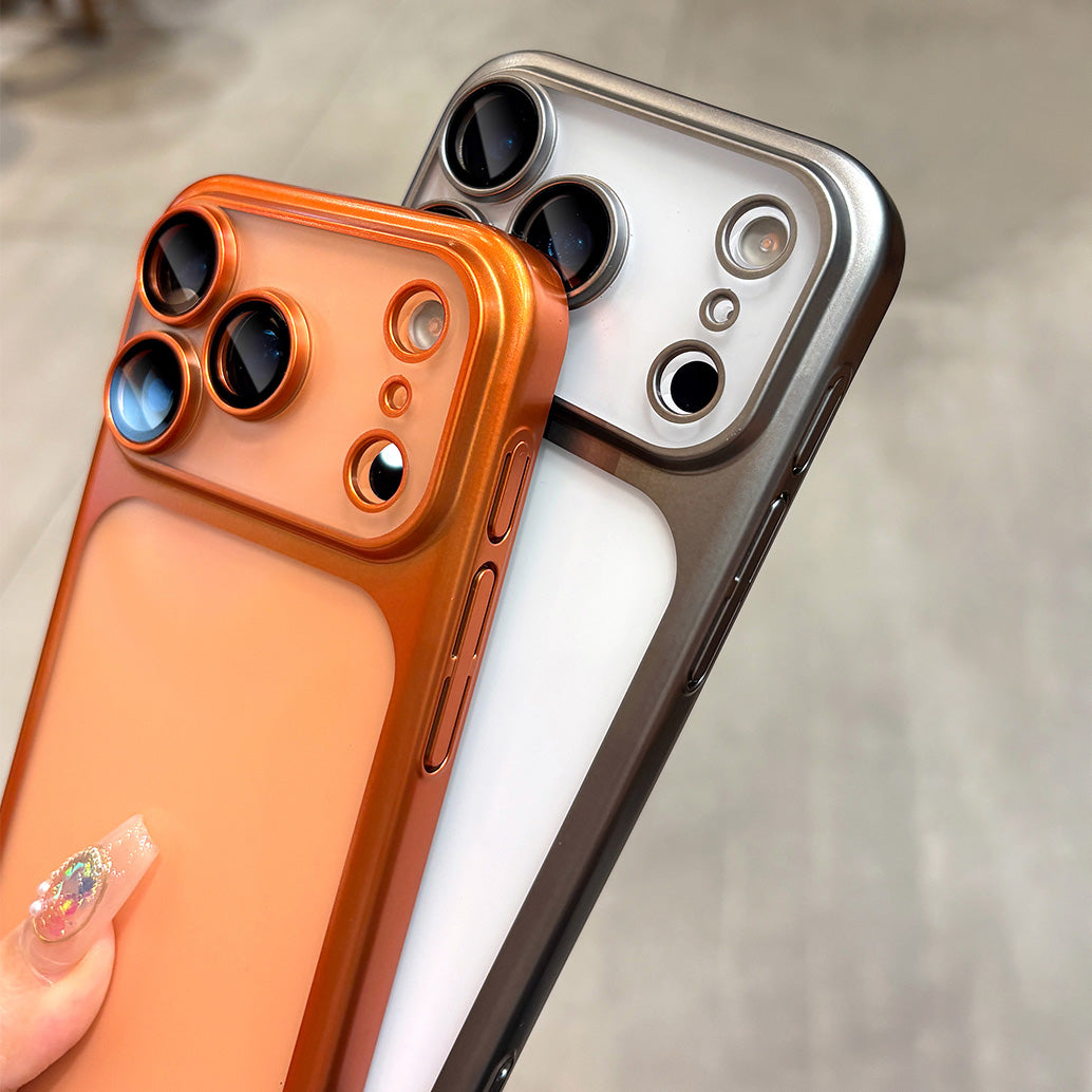 Luxury Frosted Translucent PC Case for Iphone 17 series (Cosmic Orange)