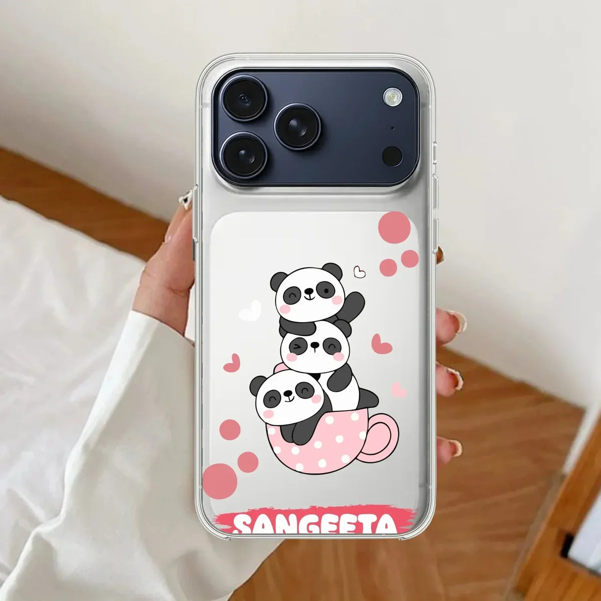 Panda Heart Customise Clear Case